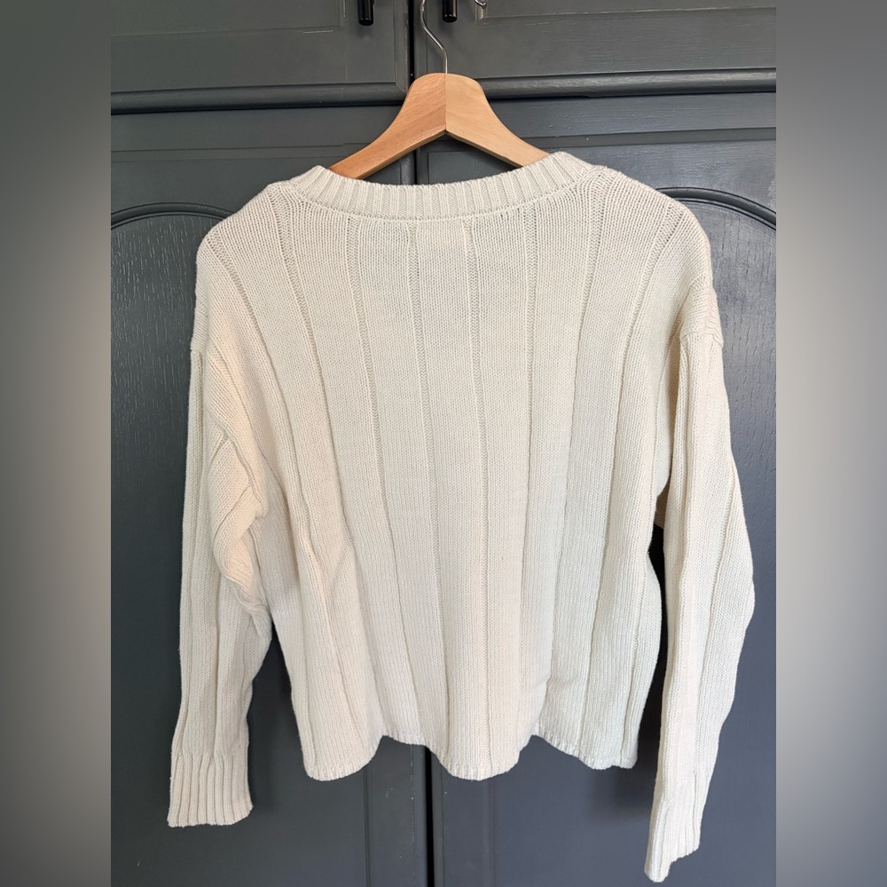 Aéropostale Ribbed V Neck Sweater Bundle XS/S Green & Cream Cropped Knit - Picture 3 of 8